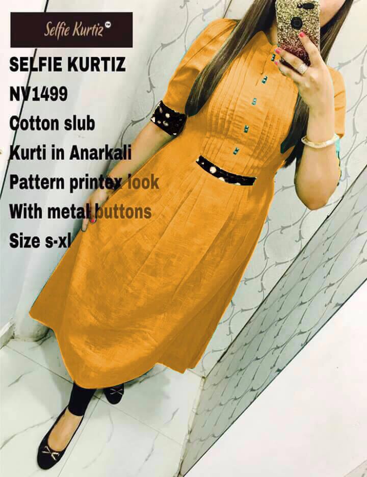 Shop Designer Cotton Slub Anarkali Selfie Kurti for Women at Best Price