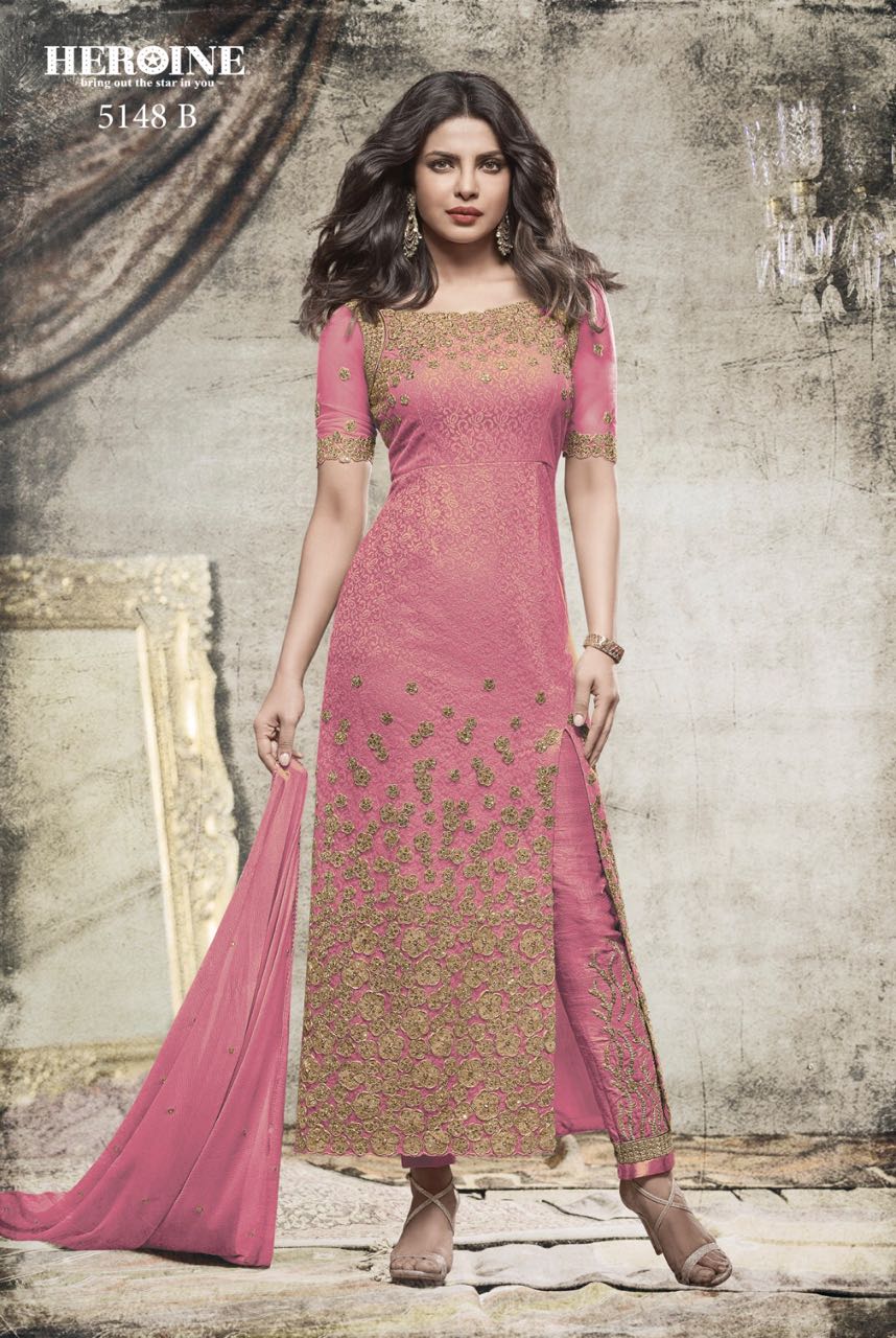 Priyanka Chopra in Stylish Long Churidar Heroine Diva 5148 Pink