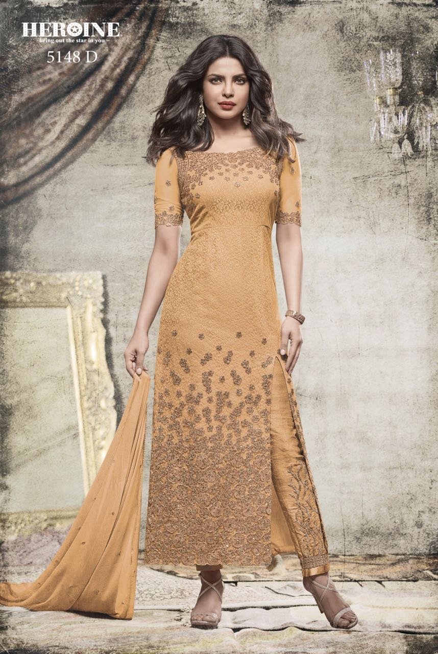 Priyanka Chopra in Stylish Long Churidar Heroine Diva 5148 Yellowish