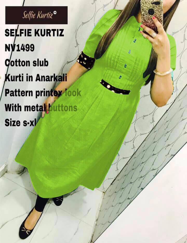 Cotton Slub Anarkali Selfie Kurti for Women