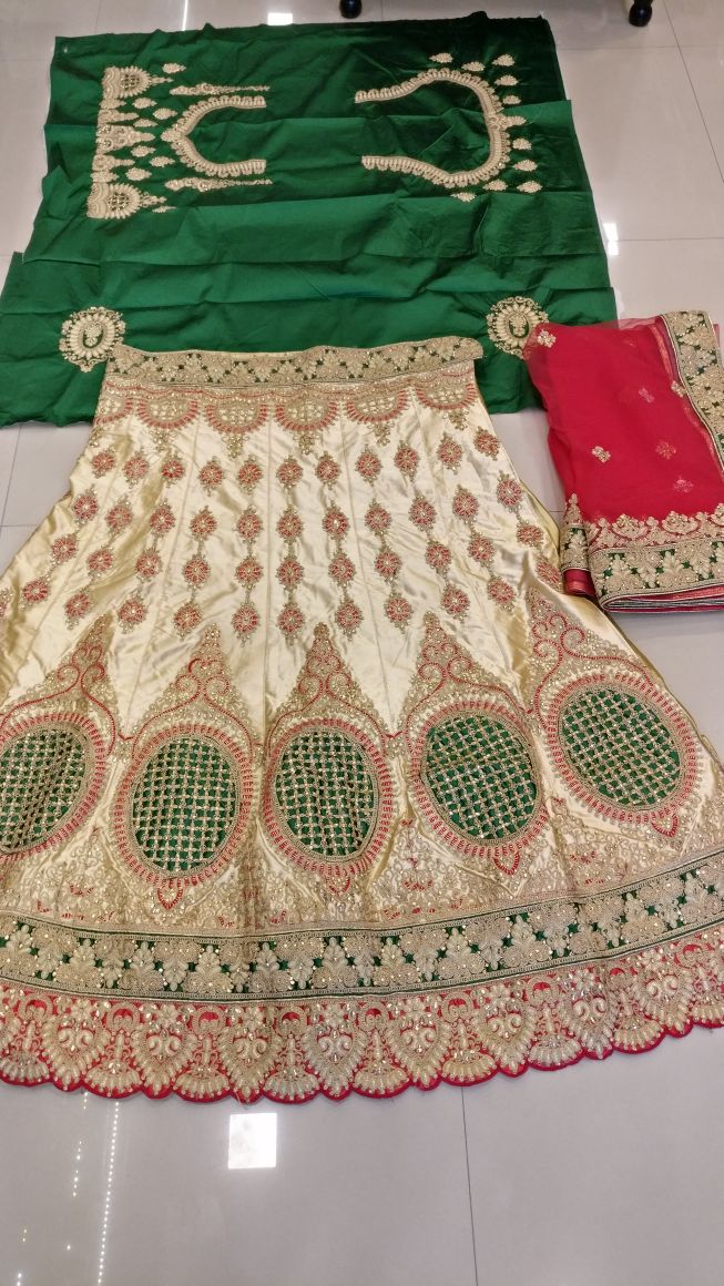 Heavy Kasab thread embroidery work bridal Chaniya Choli E