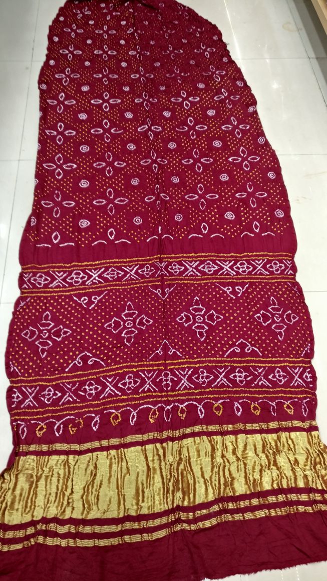 Shop Kutch Famous Gajji Silk Beautiful Bandhej Saree Online