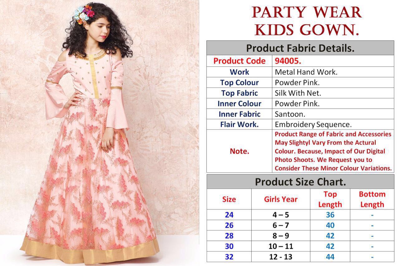Powder Pink Designer Kids Wear Gown