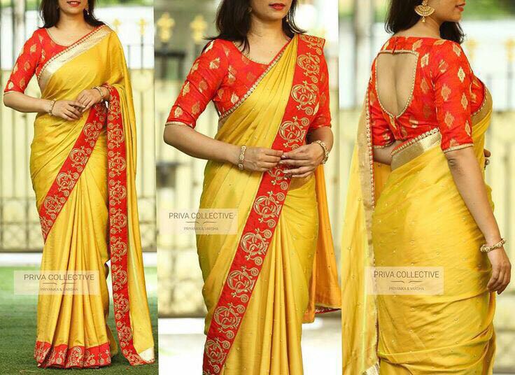 South Special Paper Silk Saree with Brocket Blouse