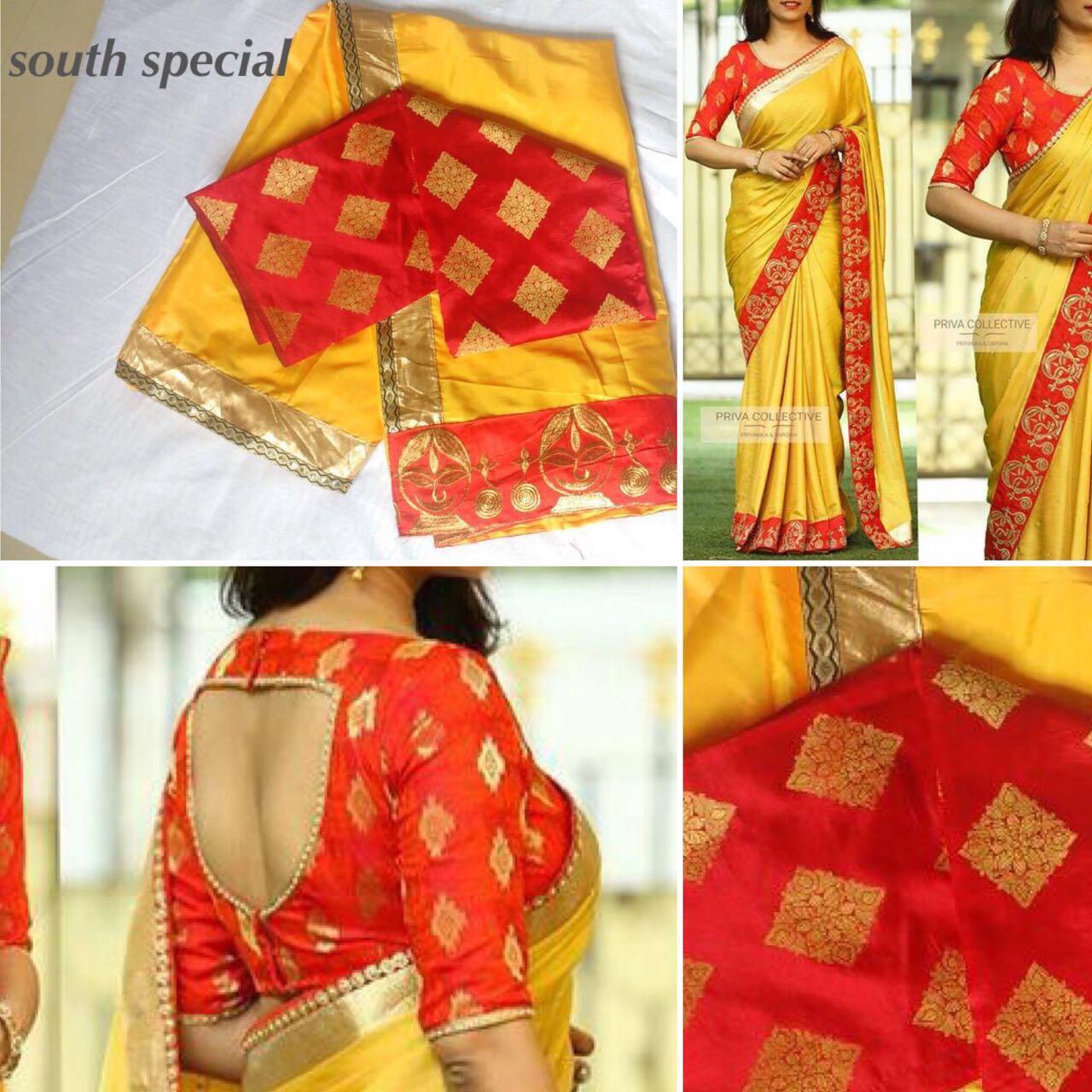South Special Paper Silk Saree with Brocket Blouse