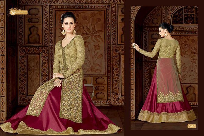 Swagat 5400 series Violet Indo Western Floor length Suits