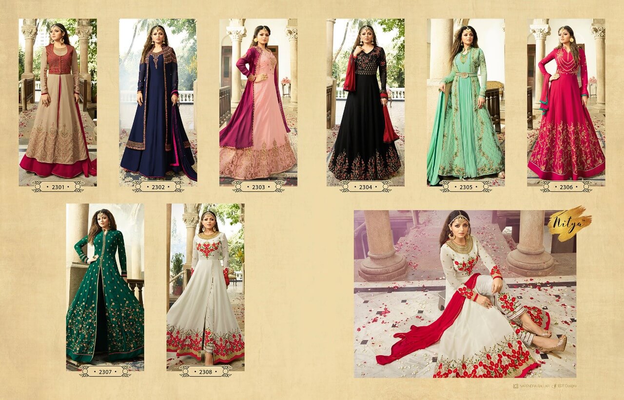 LT Fabric Presents Nitya Prem 113 Designer Anarkali Floor Length Gowns Full Set