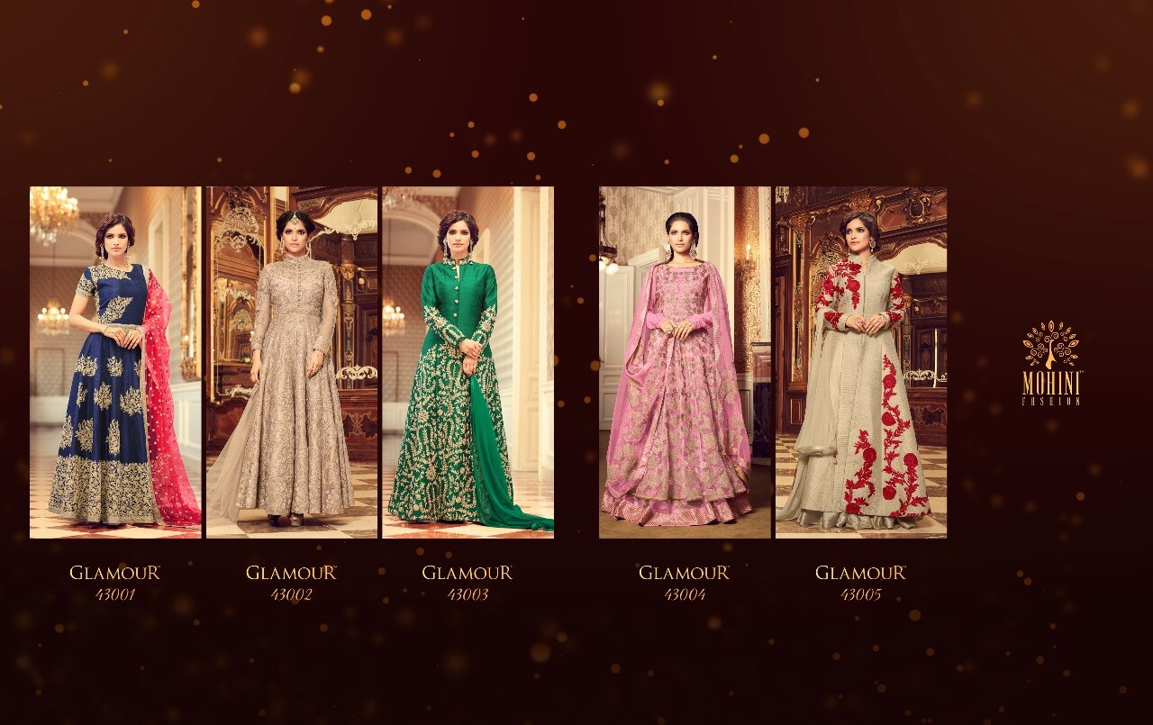 Mohini Fashions Floor Length Anarkali Salwar Suits Glamour v43 Wedding Collection