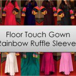 Floor Touch Gown Rainbow Ruffle Sleeves