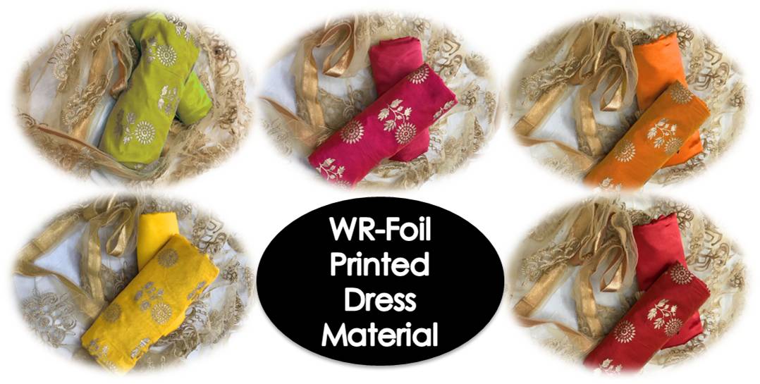 Foil Printed Chanderi Cotton Dress Materials